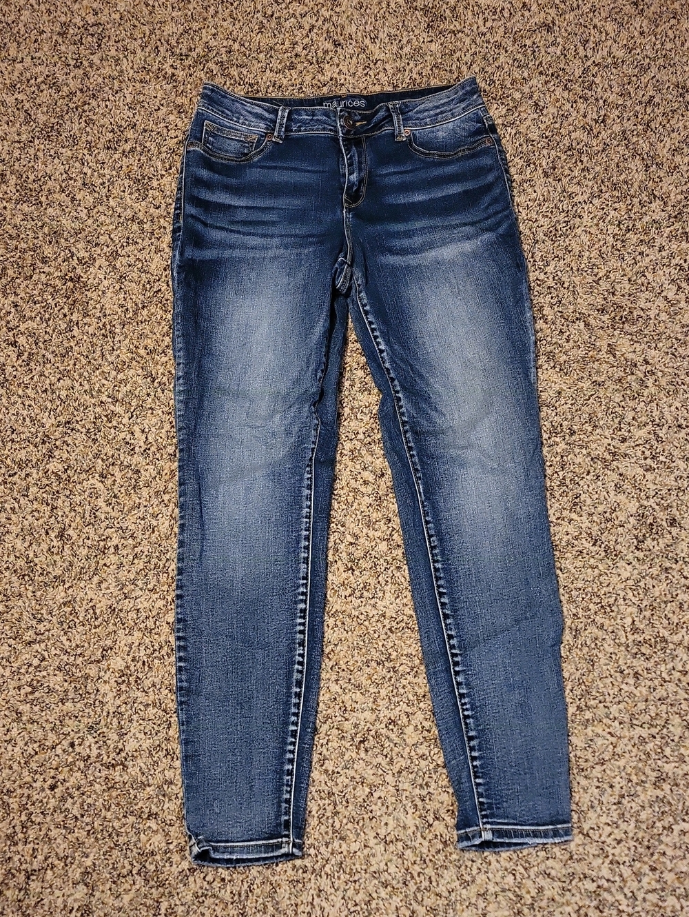Maurices Medium Blue Skinny Jeggings with Subtle Fade